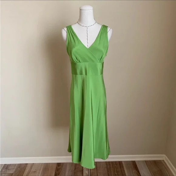 Jcrew NWT collection 100% silk Green Sleeveless Dress - Picture 4 of 5